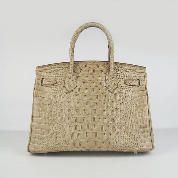 Replica Hermes Birkin 30CM Crocodile Head Veins Bag Apricot 6088 On Sale